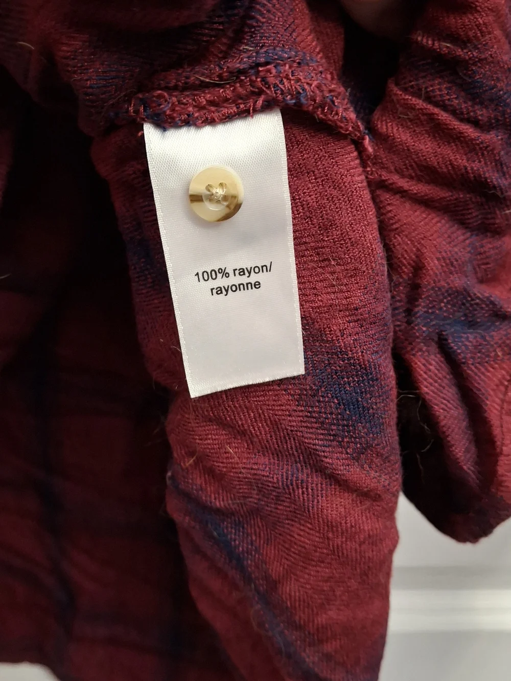 Maurices Burgundy and Navy Plaid Hooded Button-Down Shirt, 3x - Picture 3 of 6